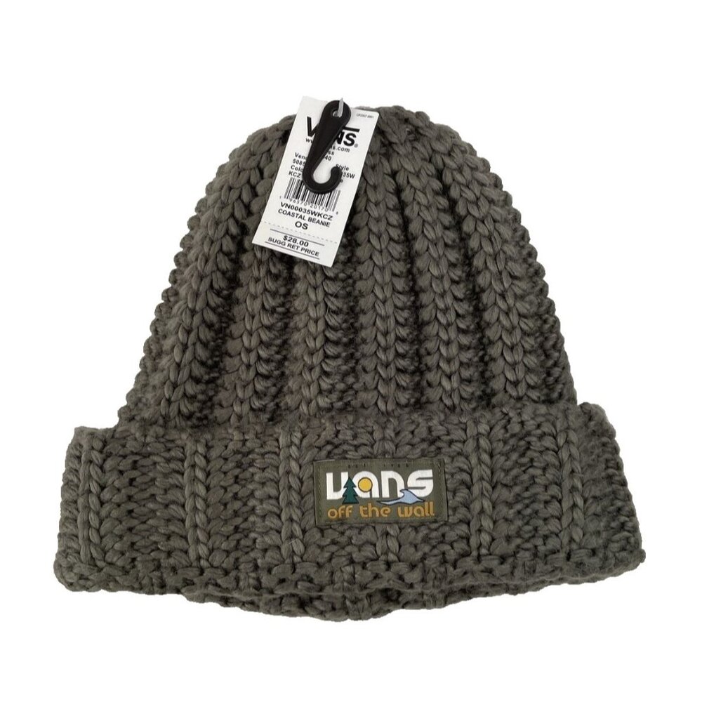 NWT VANS Off The Wall BEANIE Chunky Knit Cuff Cap AVOCADO PIT Green Womens OS